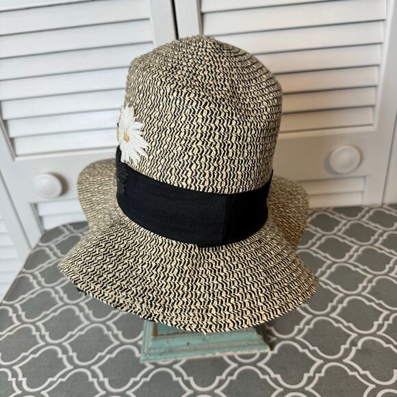 Jessica Simpson Straw Bucket Hat Cottage Core Floral Prairie Boho Garden Party - Picture 10 of 11